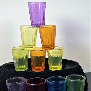 Vintage Mid-Century Modern Diner Style Multicolor 1oz Shot Glasses Red Blue
